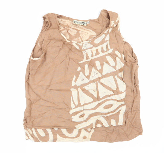 Ananda Womens Beige Geometric  Basic Tank Size M  - Size M/L