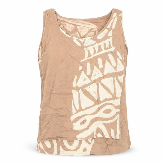 Ananda Womens Beige Geometric  Basic Tank Size M  - Size M/L