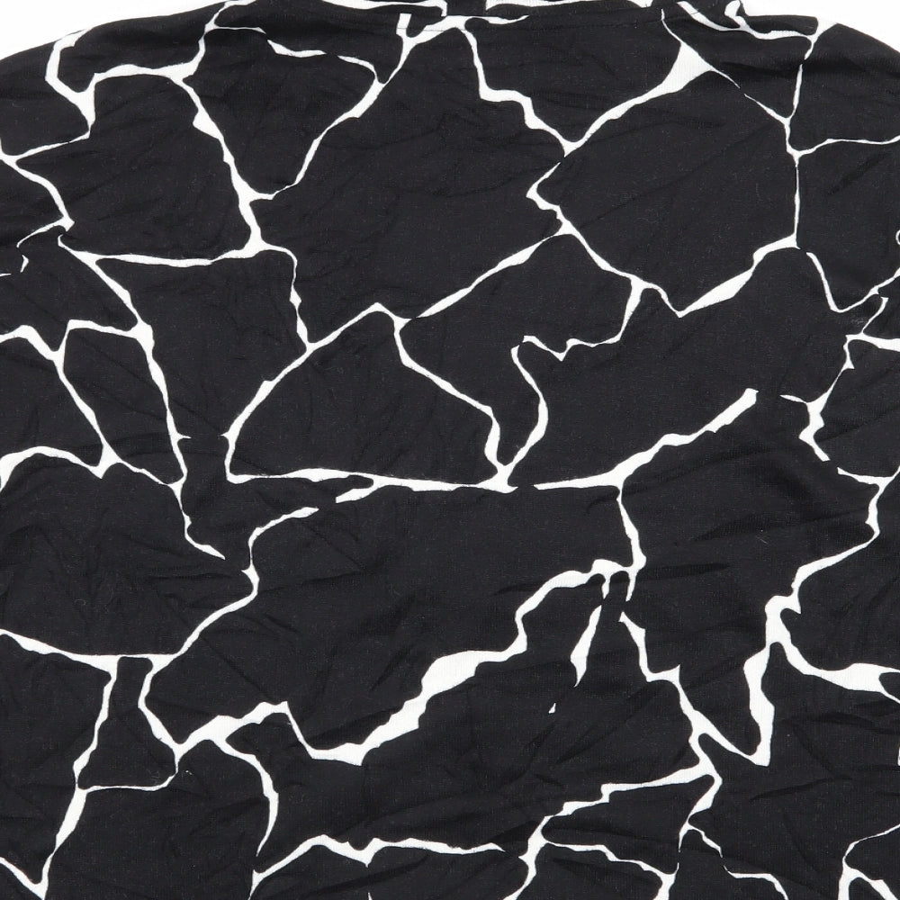 TU Womens Black Geometric  Basic T-Shirt Size 14