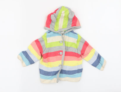 Preloved Gap Boys Multicoloured Striped  Cardigan Jumper Size 3-6 Months - Front
