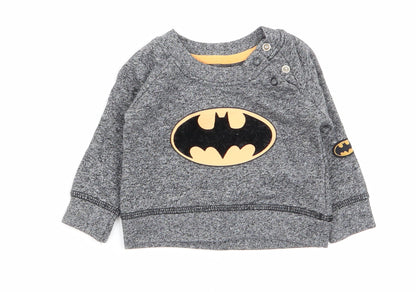 Preloved Batman Baby Grey   Pullover Jumper Size 0-3 Months - Front