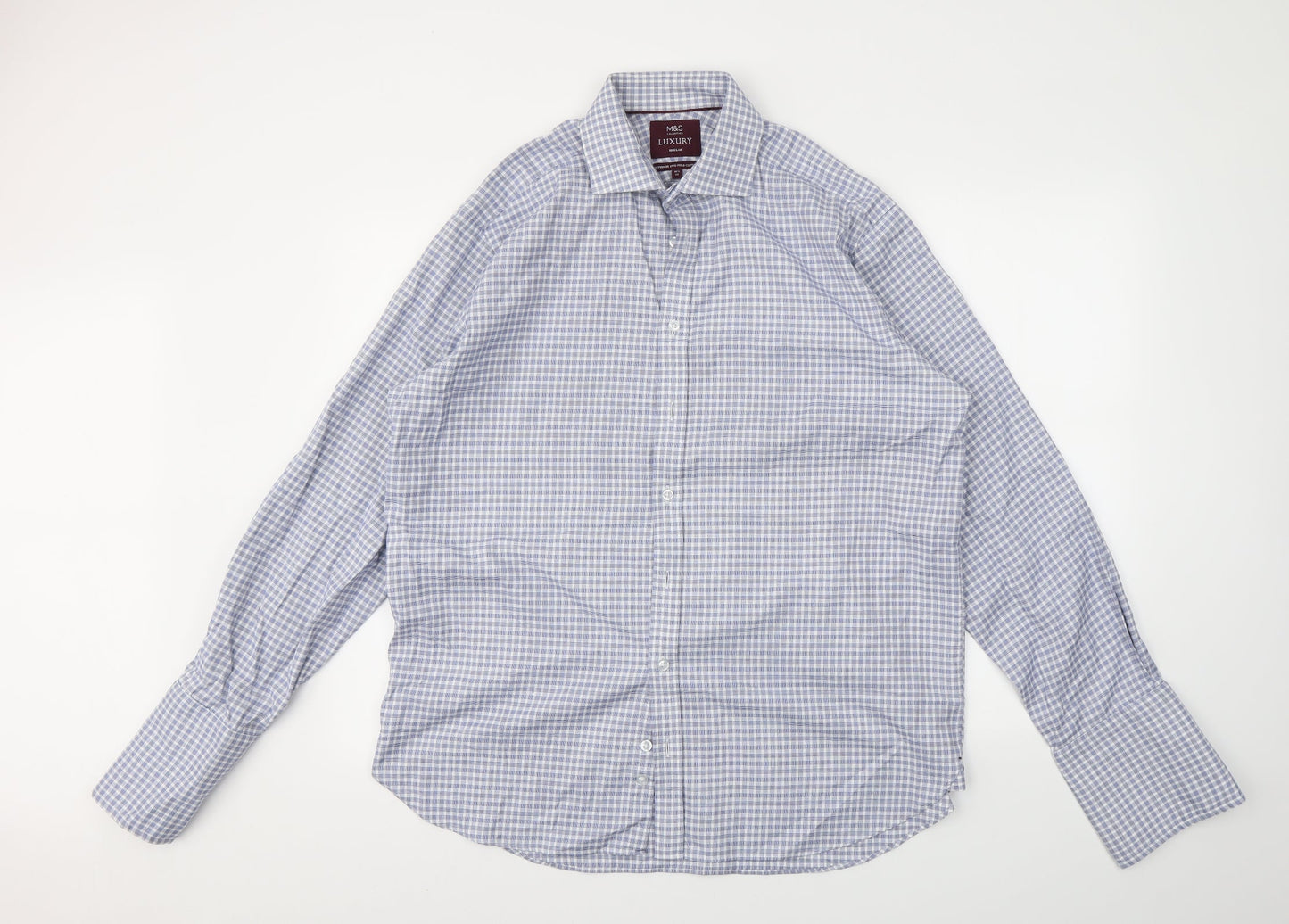 M&S Mens Blue Striped   Dress Shirt Size 16.5