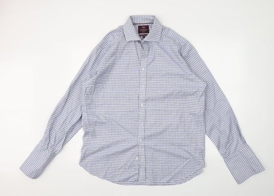 M&S Mens Blue Striped   Dress Shirt Size 16.5