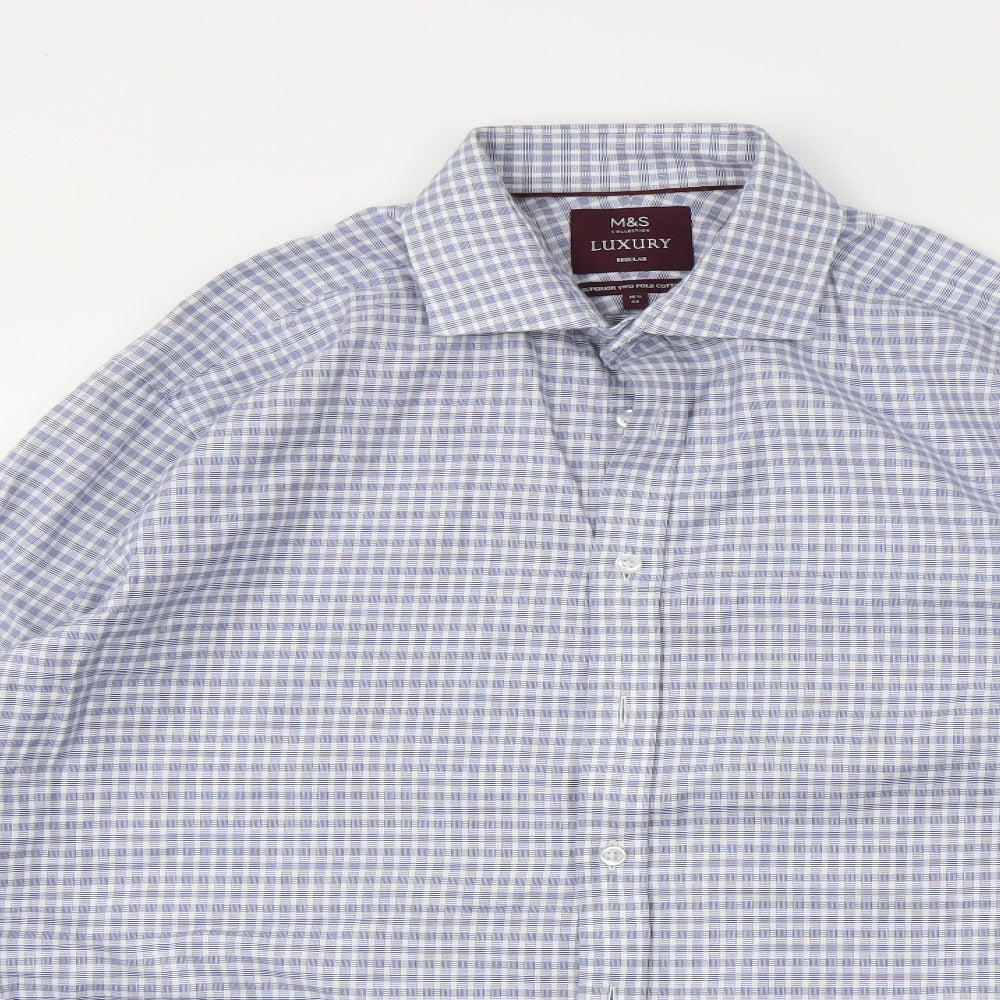 M&S Mens Blue Striped   Dress Shirt Size 16.5