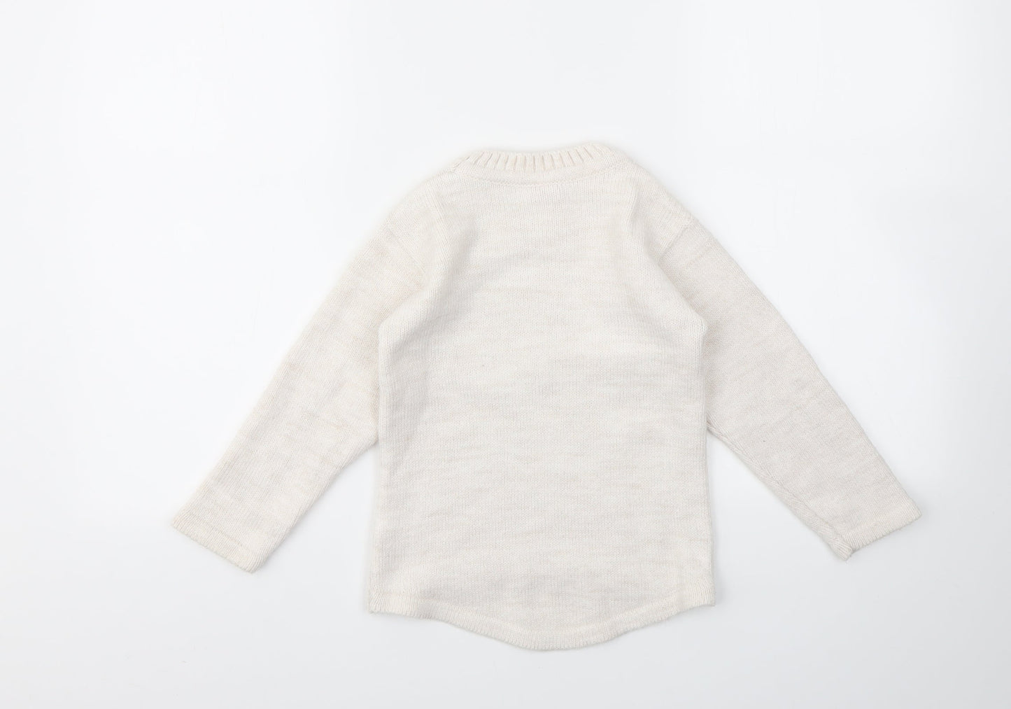 PAPILON Girls Ivory Geometric  Pullover Jumper Size 3-4 Years
