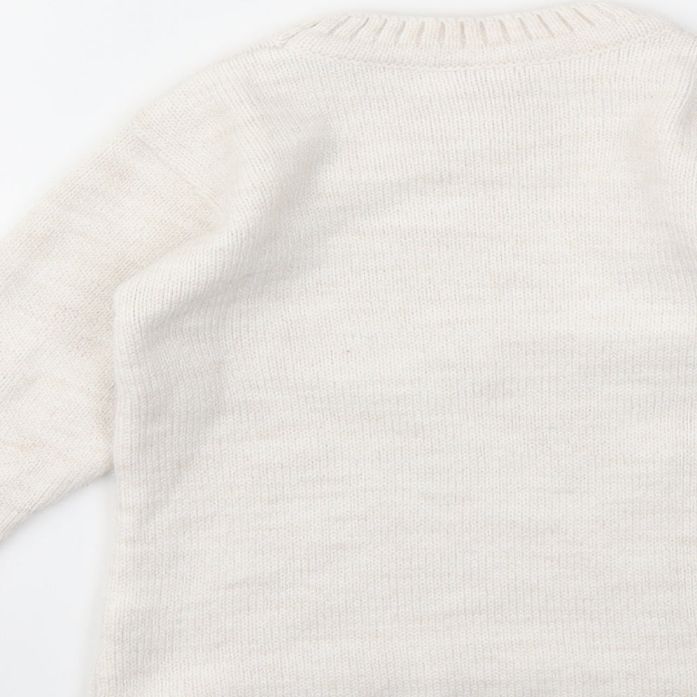 PAPILON Girls Ivory Geometric  Pullover Jumper Size 3-4 Years