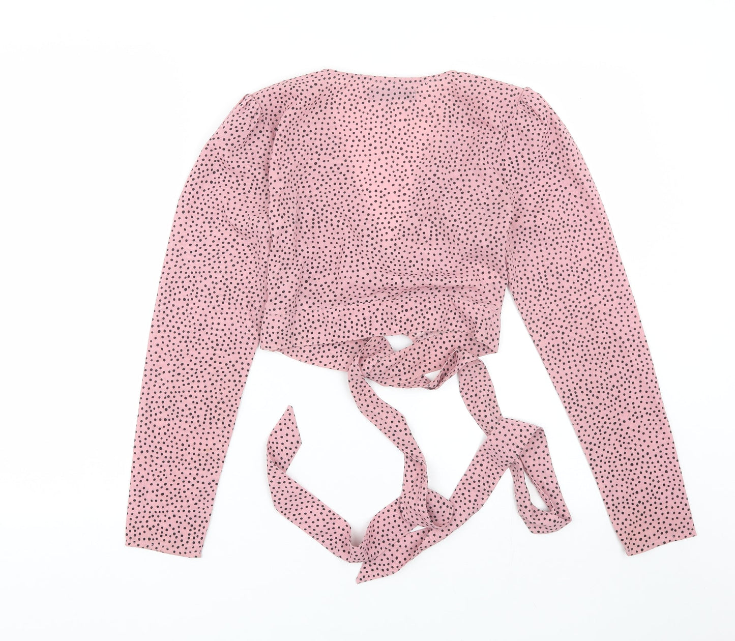 Fashion Union Womens Pink Polka Dot  Cropped T-Shirt Size 6