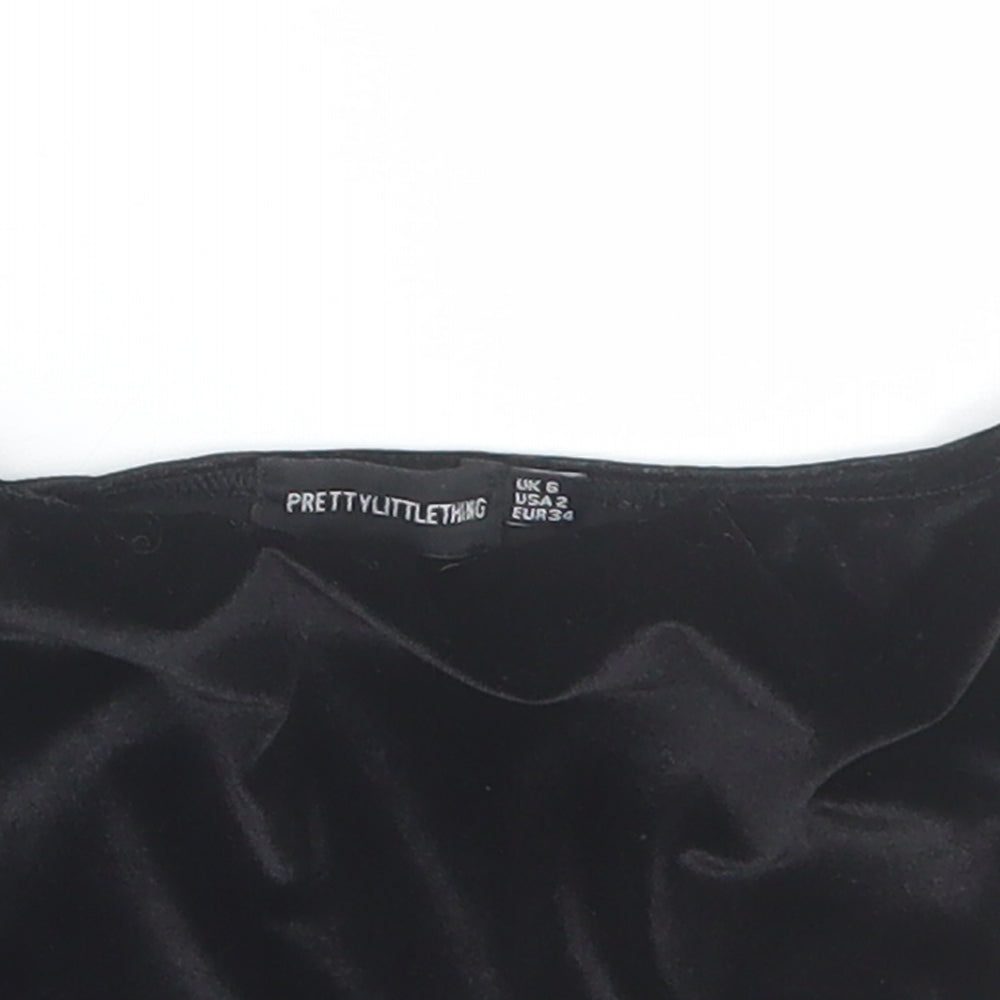 PRETTYLITTLETHING Womens Black   Cropped T-Shirt Size 6