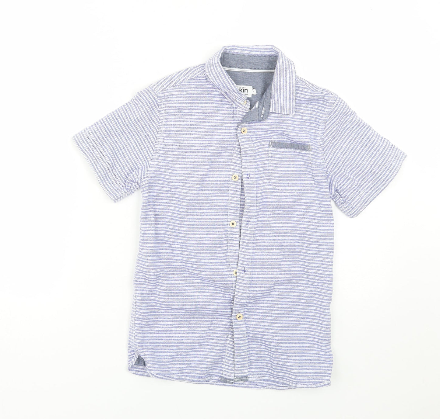 John Lewis Boys Blue Striped  Basic Button-Up Size 9 Years