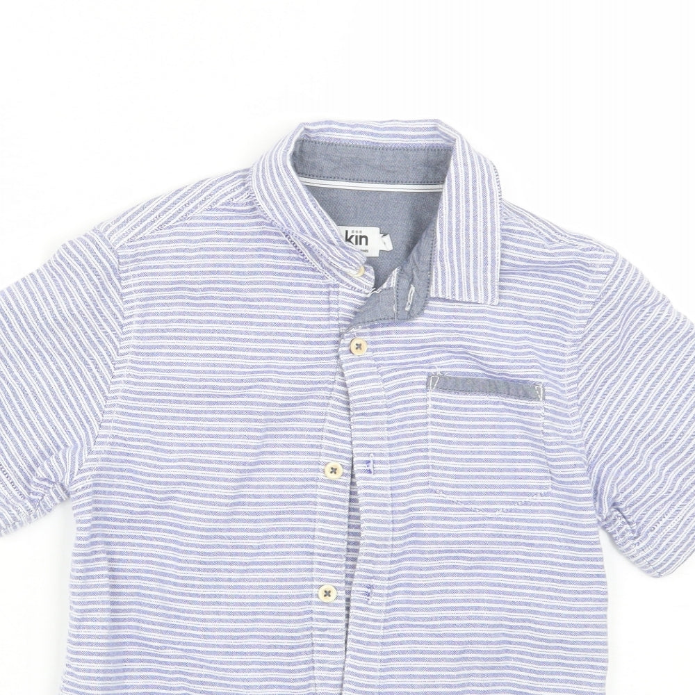 John Lewis Boys Blue Striped  Basic Button-Up Size 9 Years