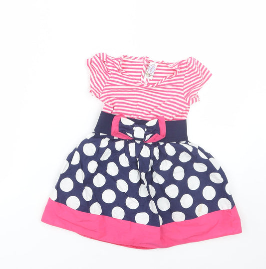 Miniroz Girls Pink Striped  T-Shirt Dress  Size 2-3 Years