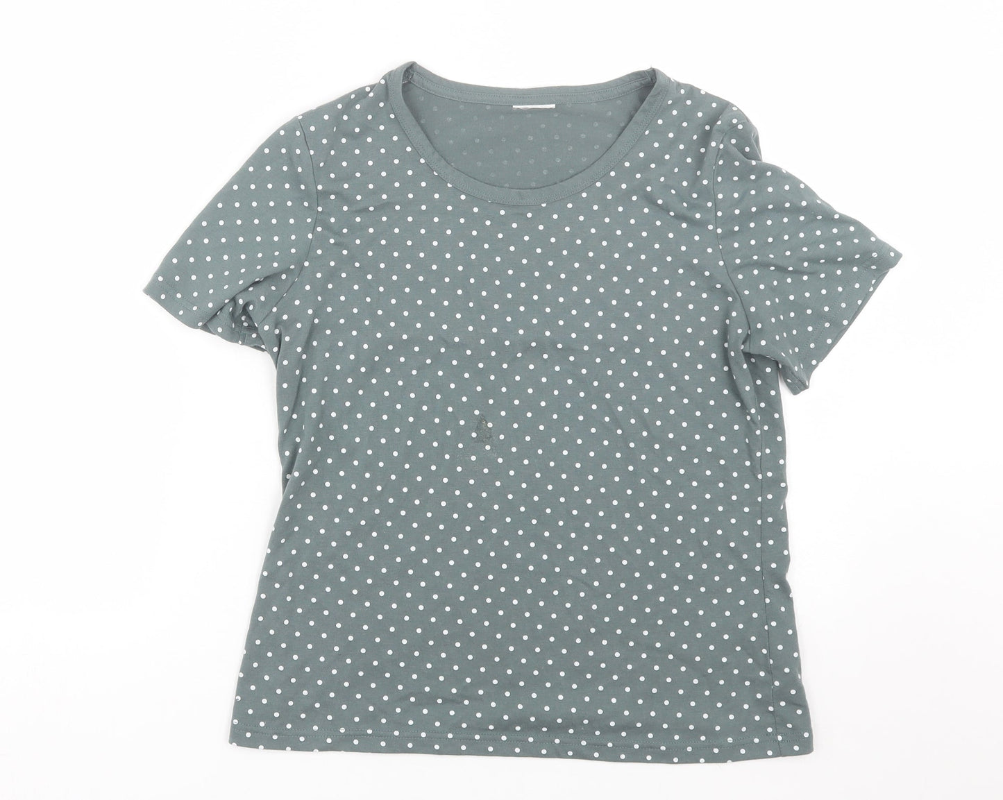 Preworn Womens Grey Polka Dot  Basic T-Shirt Size 10