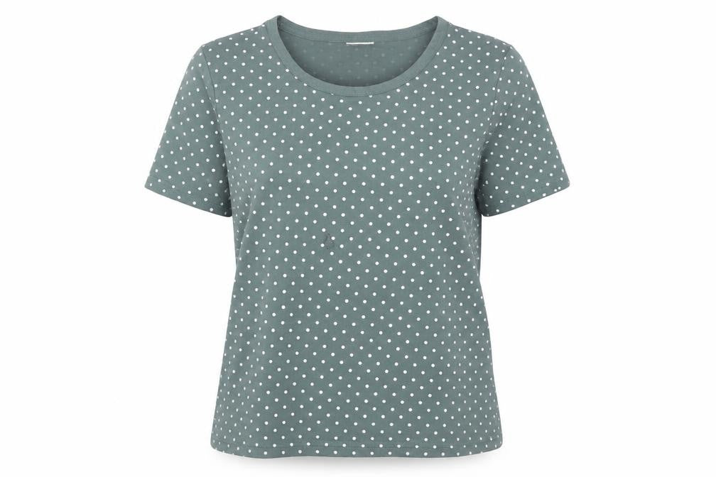 Preworn Womens Grey Polka Dot  Basic T-Shirt Size 10