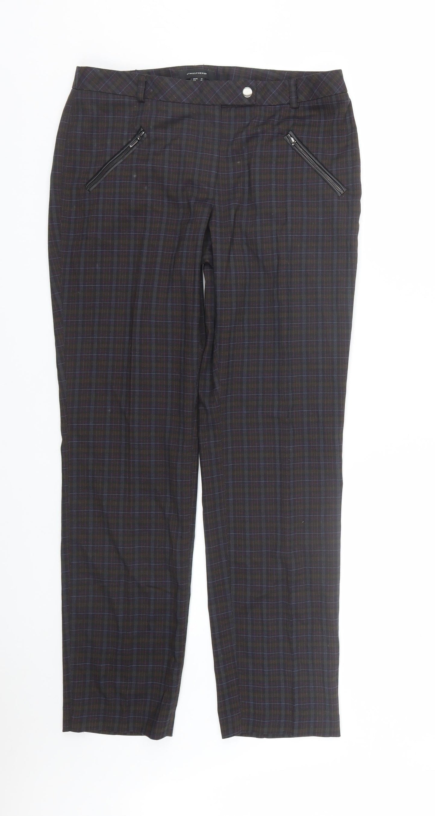 Atmosphere Womens Multicoloured Plaid  Trousers  Size 12 L27 in