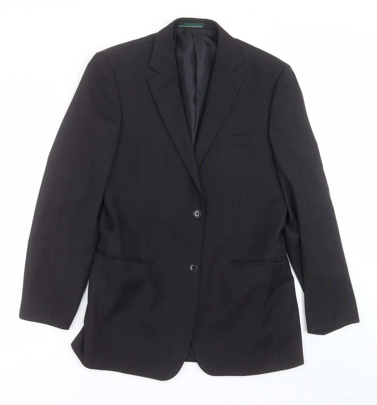 GREENWOODS Mens Black Striped  Jacket Suit Jacket Size 36