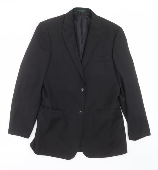 GREENWOODS Mens Black Striped  Jacket Suit Jacket Size 36