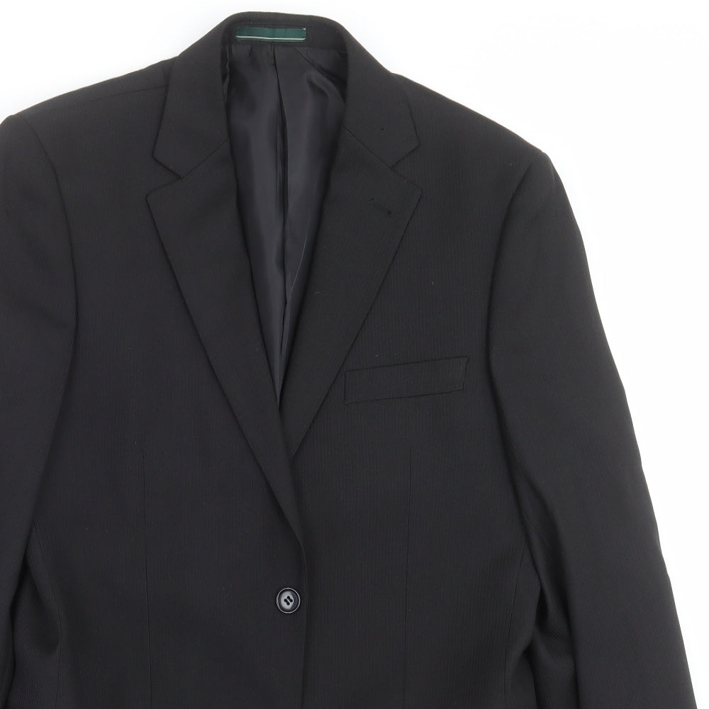 GREENWOODS Mens Black Striped  Jacket Suit Jacket Size 36