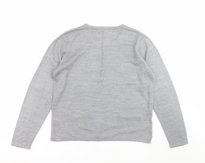 Classics Womens Grey Striped Knit Pullover Jumper Size S  - beaded