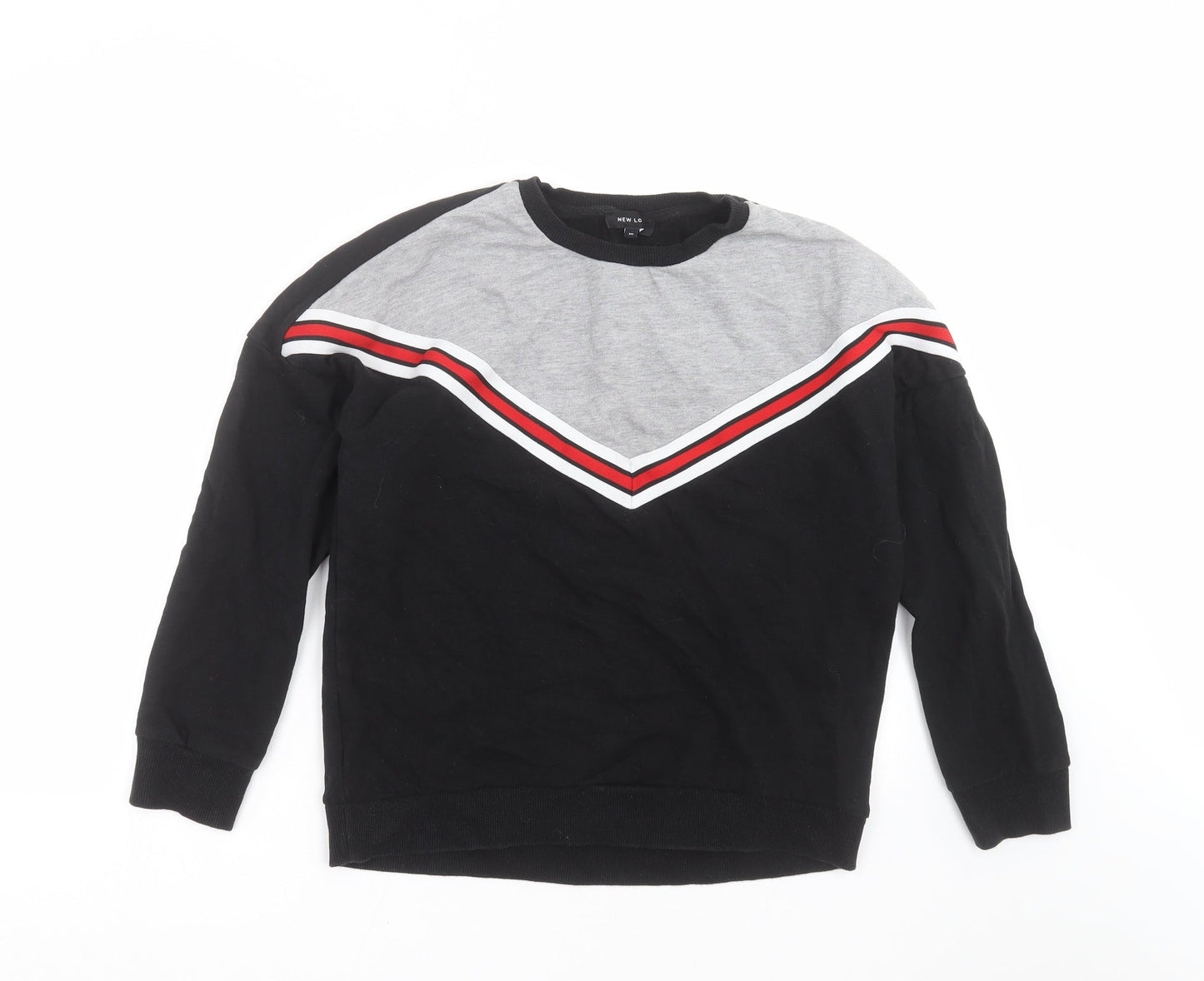 New Look Womens Black Geometric  Pullover Sweatshirt Size 10