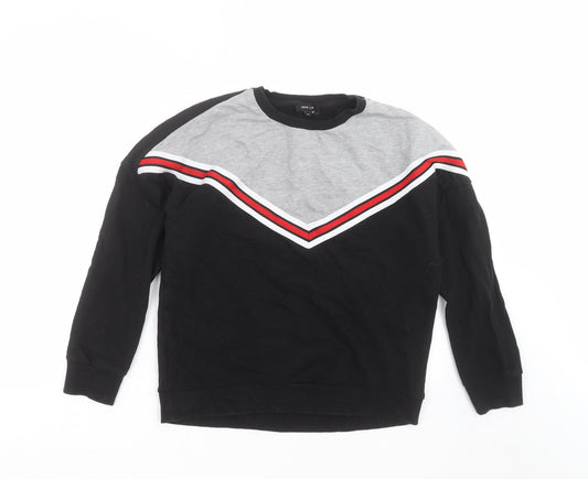 New Look Womens Black Geometric  Pullover Sweatshirt Size 10