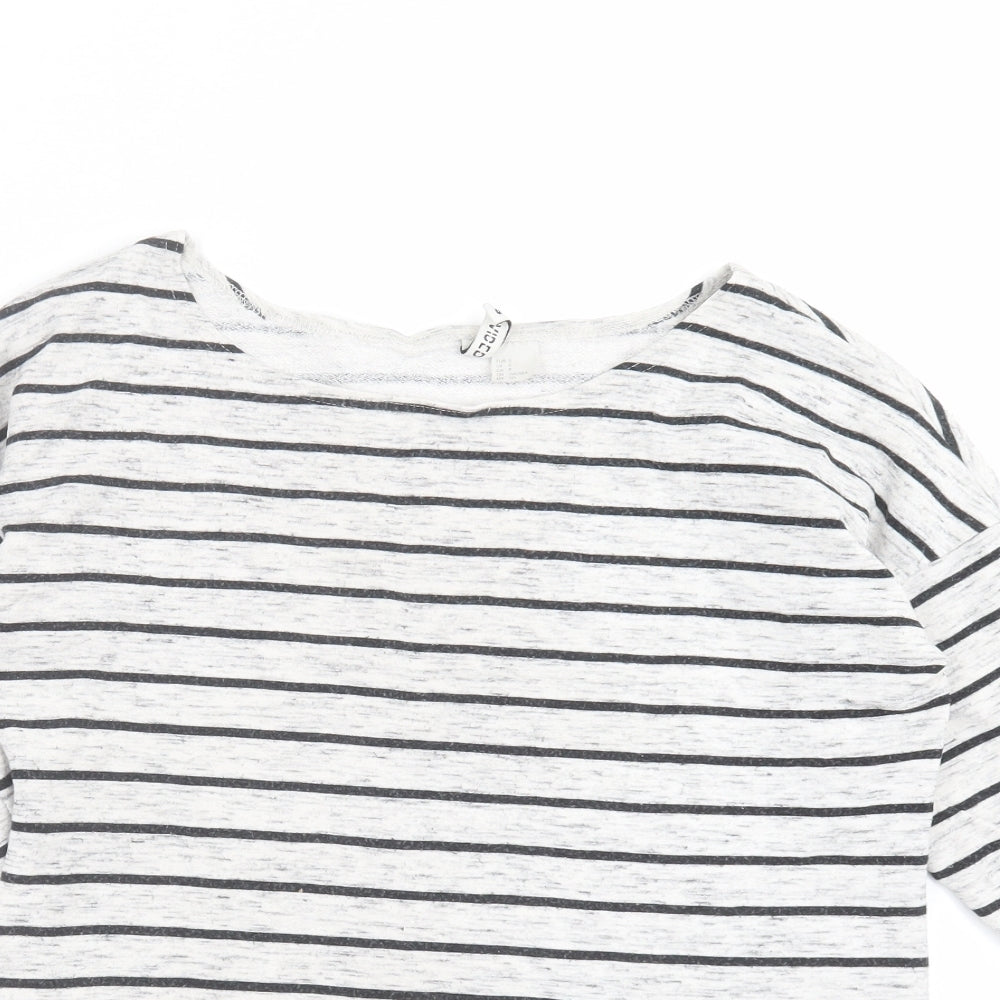 Divided by H&M Womens Grey Striped  Pullover Sweatshirt Size S