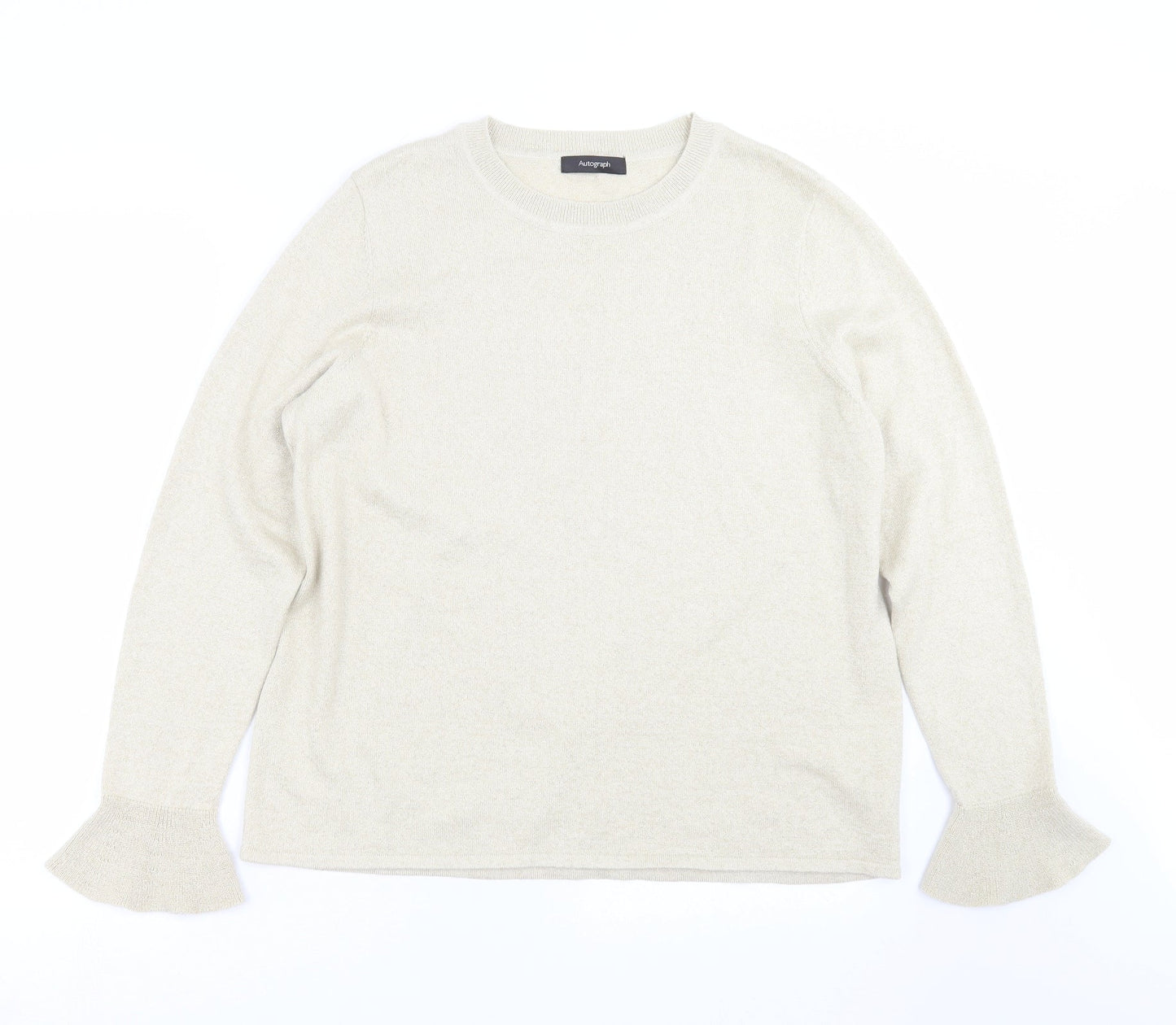 Marks and Spencer Womens Gold  Knit Pullover Jumper Size 16