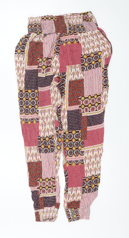 New Look Womens Multicoloured Geometric  Trousers  Size 12 L27 in