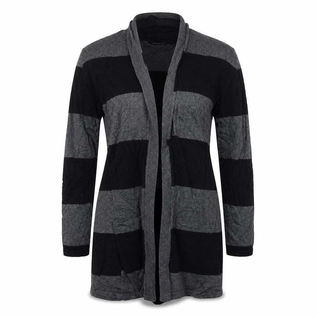 canda Womens Grey Striped  Cardigan Jumper Size L