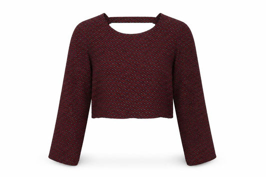 Boohoo Womens Purple Geometric  Cropped Blouse Size 14