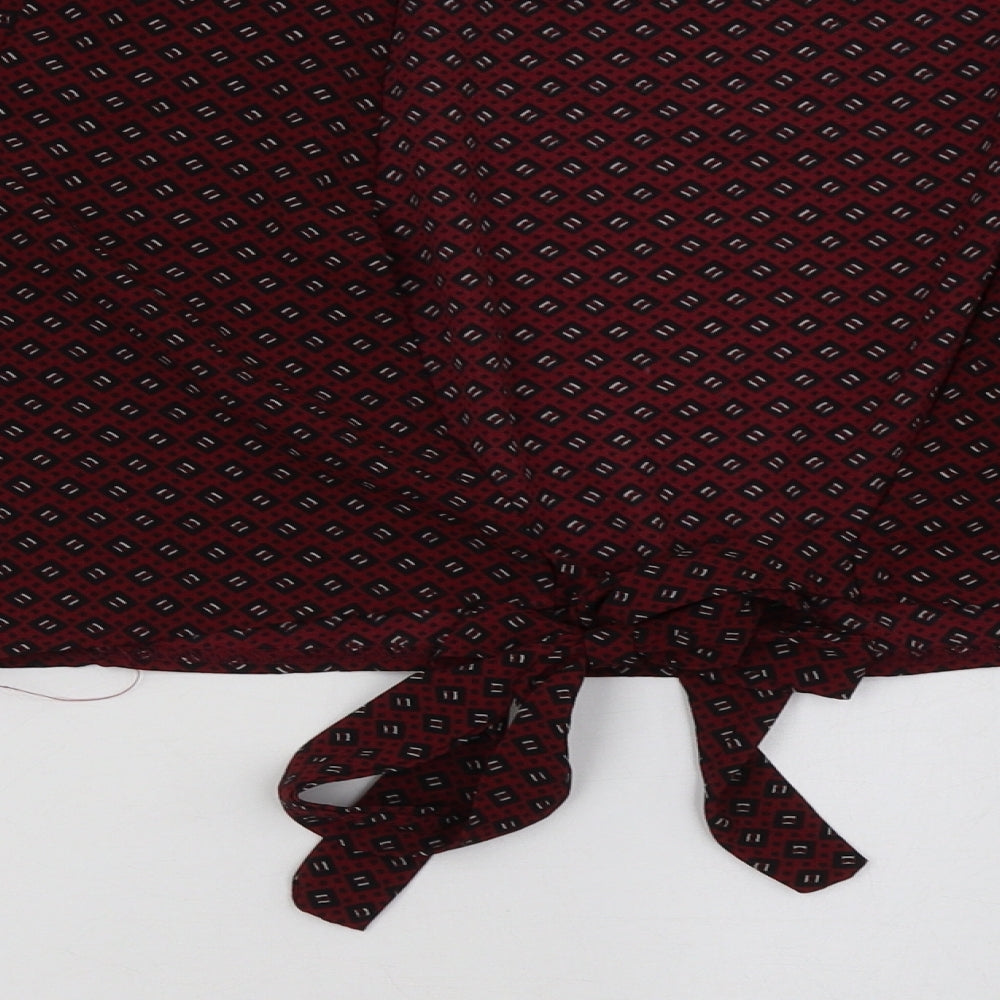Boohoo Womens Purple Geometric  Cropped Blouse Size 14