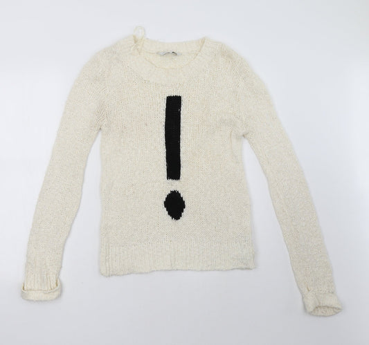 New Look Womens White   Pullover Sweatshirt Size 12