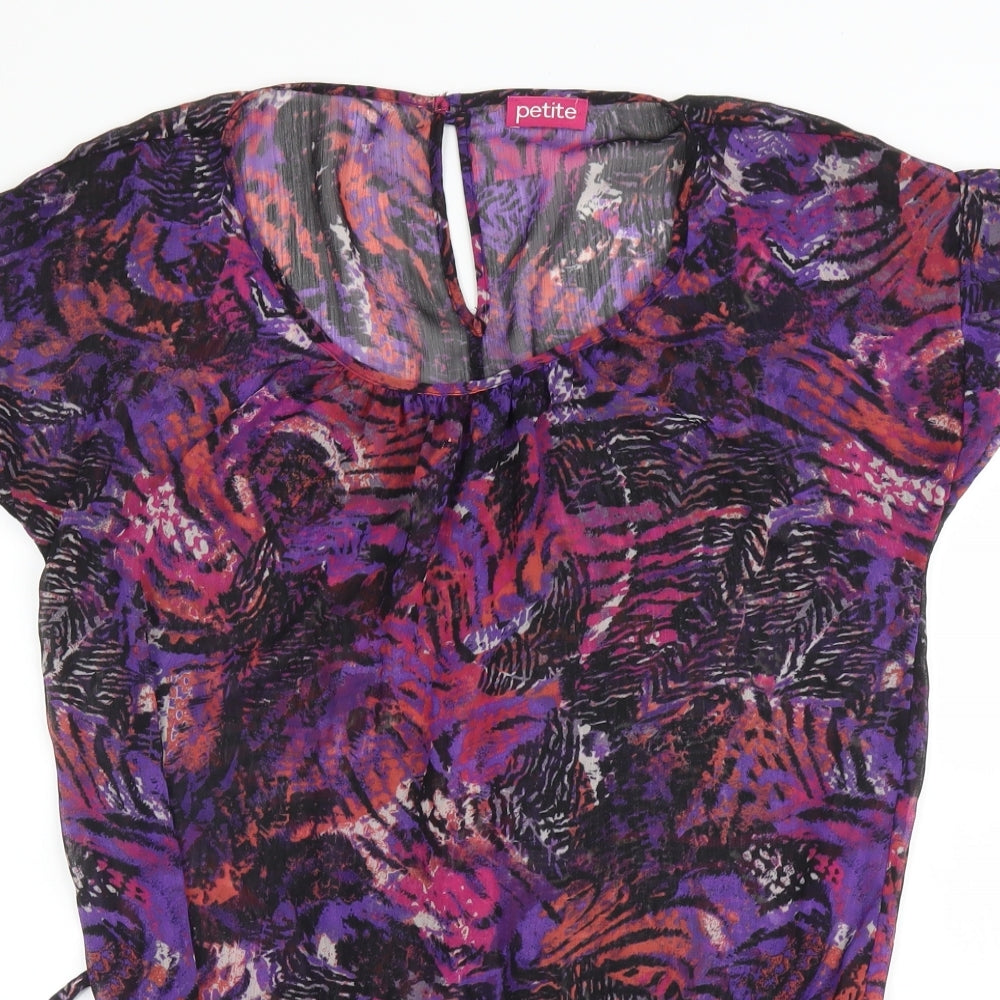 Petite Womens Purple   Basic Blouse Size M