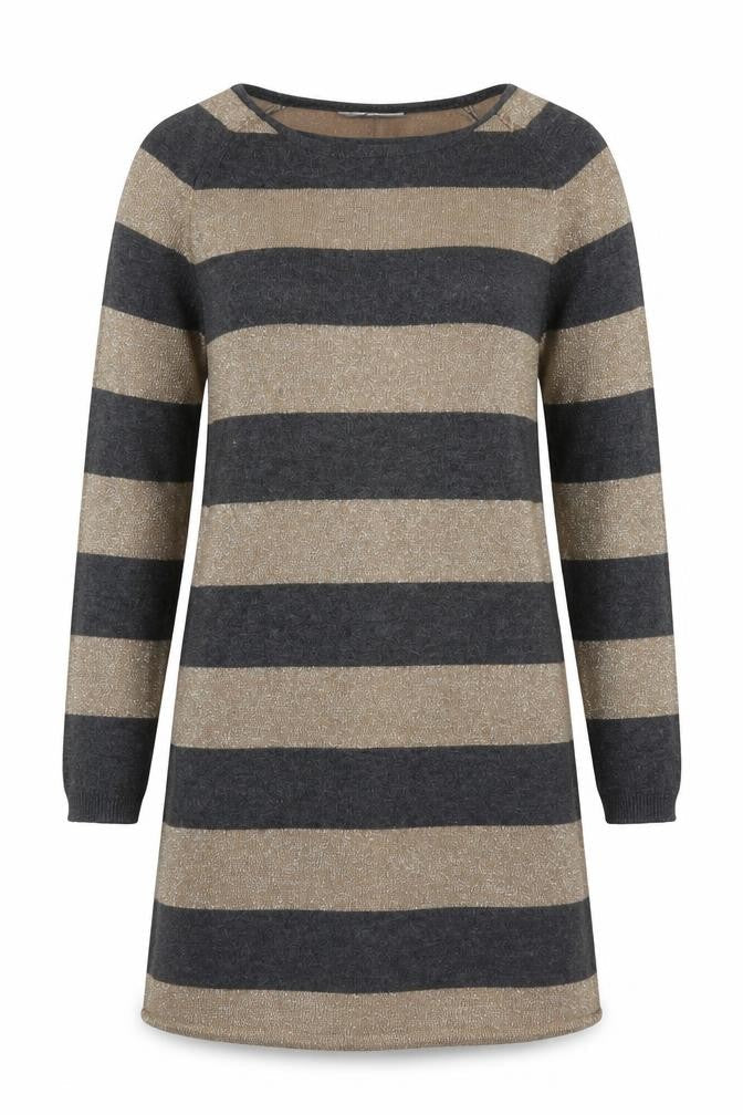 Marks & Spencer Womens Grey Striped  Tunic Jumper Size 10