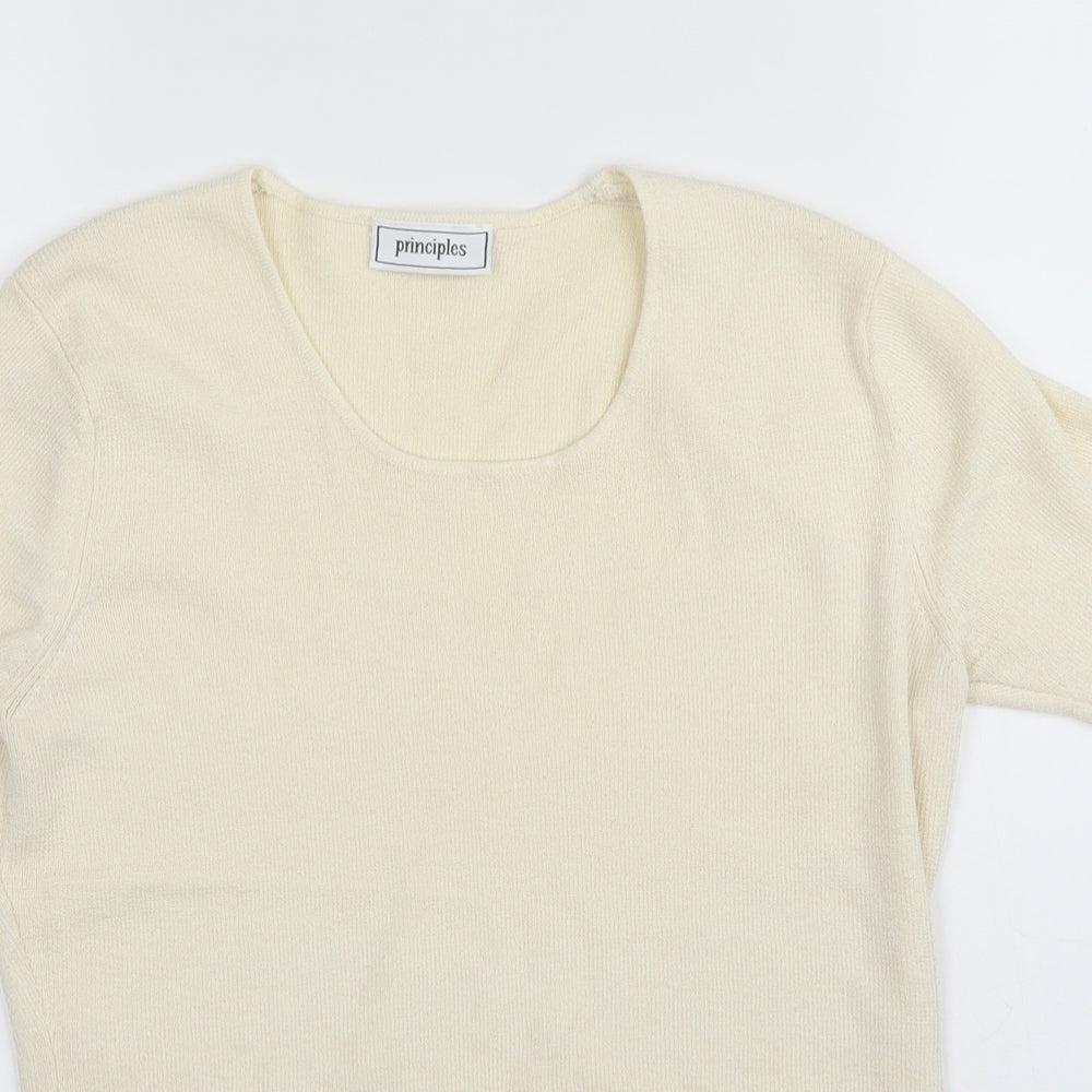 Principles Womens Ivory   Basic T-Shirt Size 14