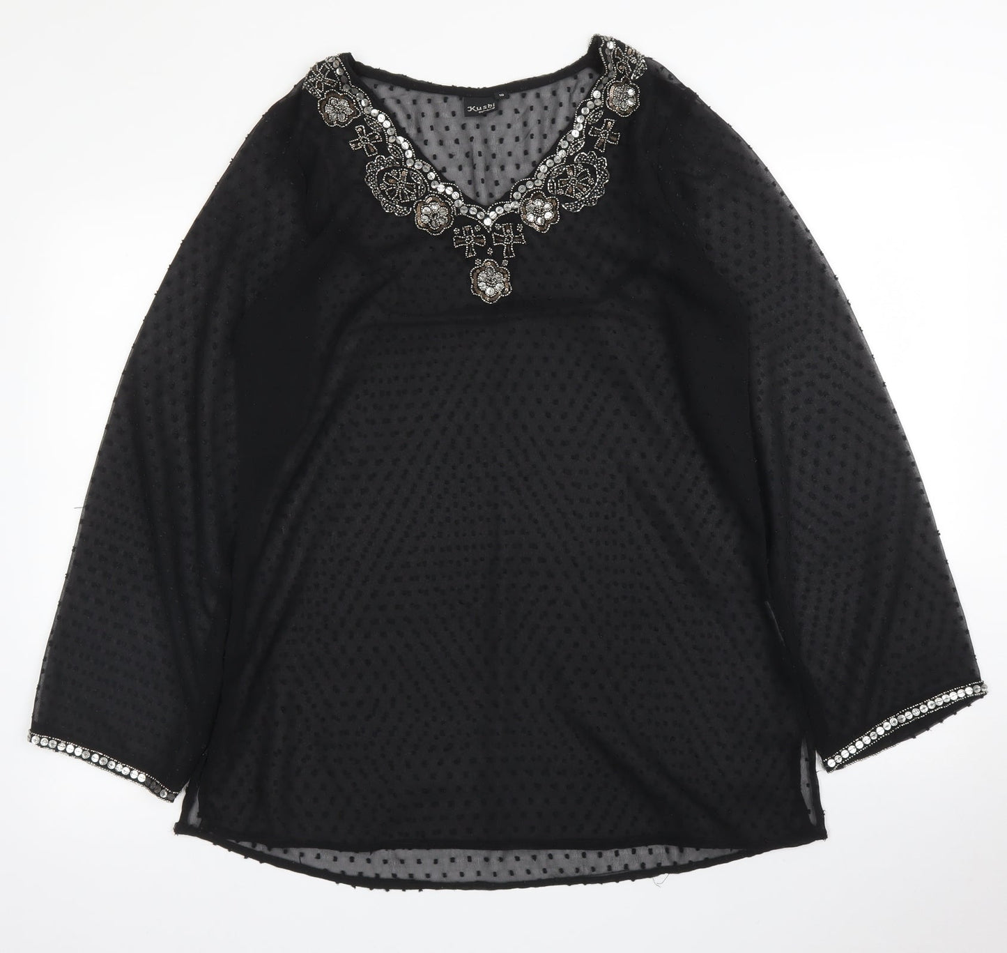 Kushi Womens Black   Kimono Blouse Size 10