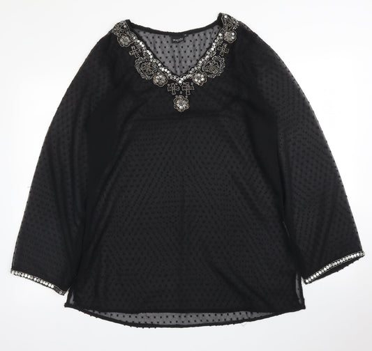 Kushi Womens Black   Kimono Blouse Size 10