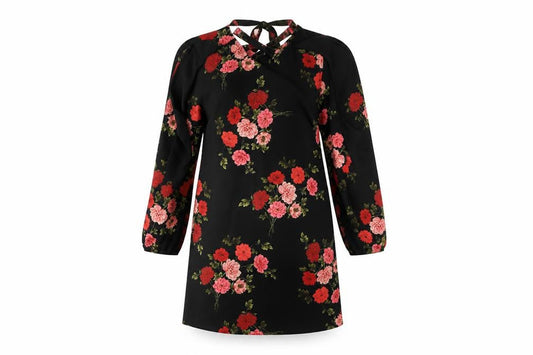 Peacocks Womens Black Floral  A-Line  Size 14