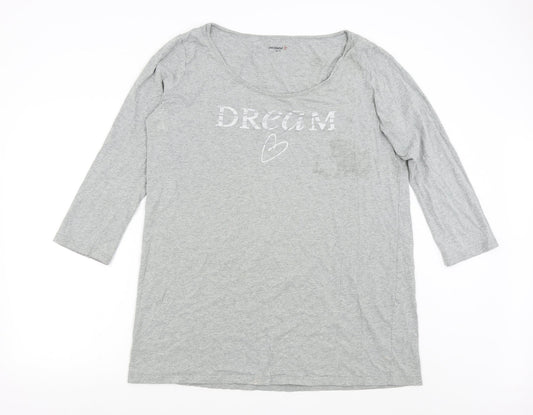 Intimuse Womens Grey Solid  Top Nightshirt Size XL