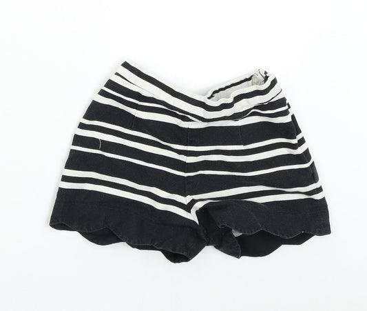 M&S Girls Black Striped  Hot Pants Shorts Size 5-6 Years