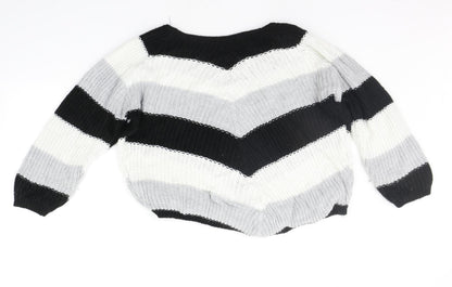Quiz Womens Black Striped  Pullover Jumper Size S