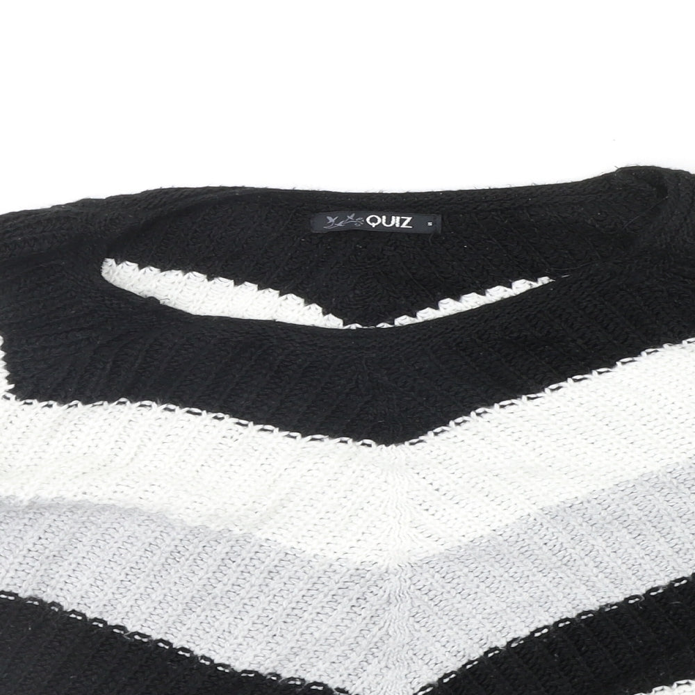 Quiz Womens Black Striped  Pullover Jumper Size S