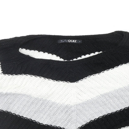 Quiz Womens Black Striped  Pullover Jumper Size S