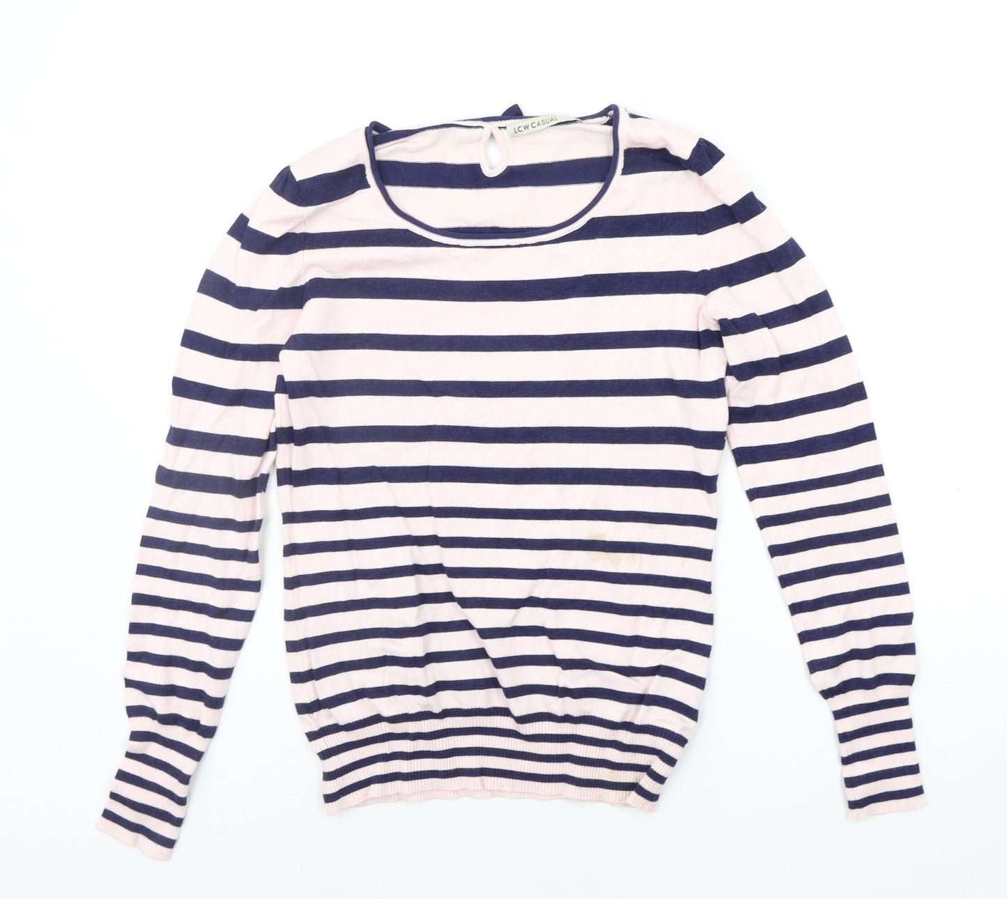 LCW Casual Womens Pink Striped  Pullover Jumper Size M