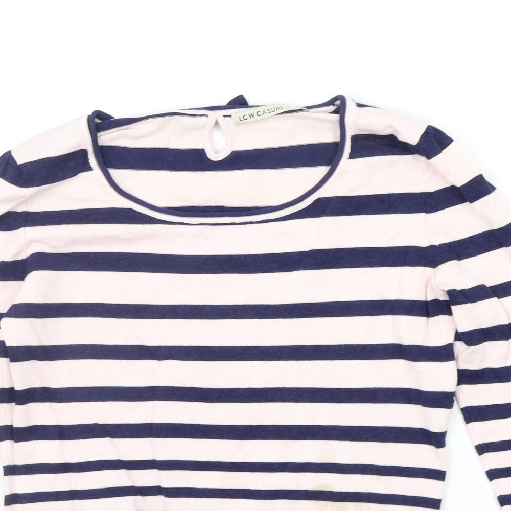 LCW Casual Womens Pink Striped  Pullover Jumper Size M