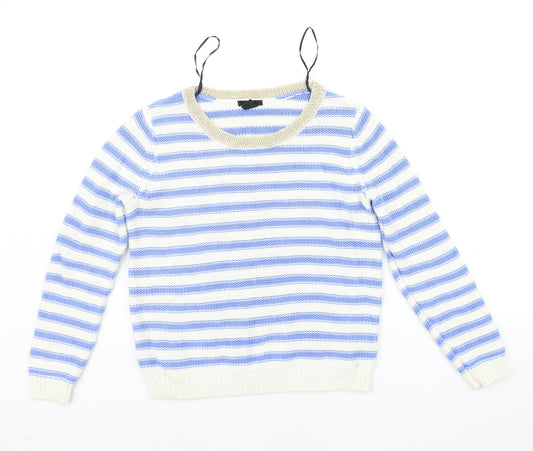 H&M Womens Blue Striped  Henley Jumper Size S
