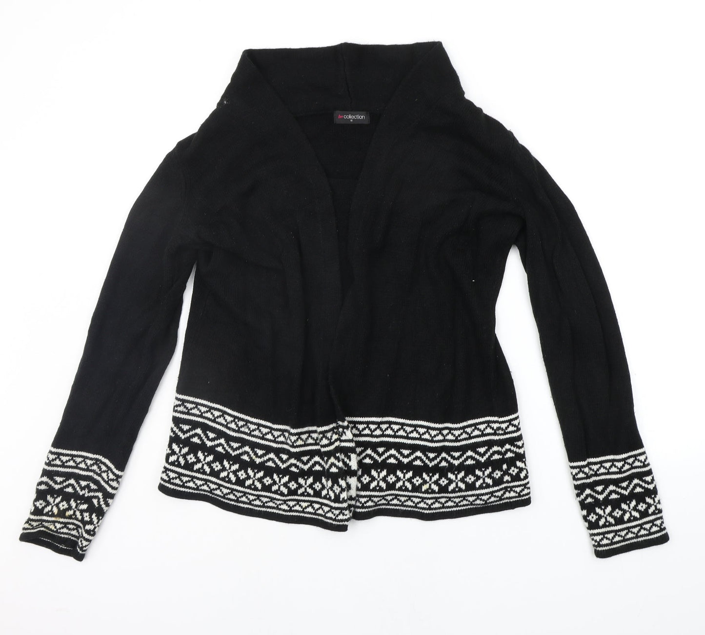BM COLLECTION Womens Black Geometric  Cardigan Jumper Size S