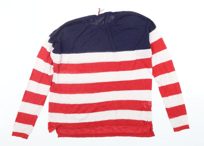 Preloved Divided Womens Red Striped  Pullover Jumper Size M - Front
