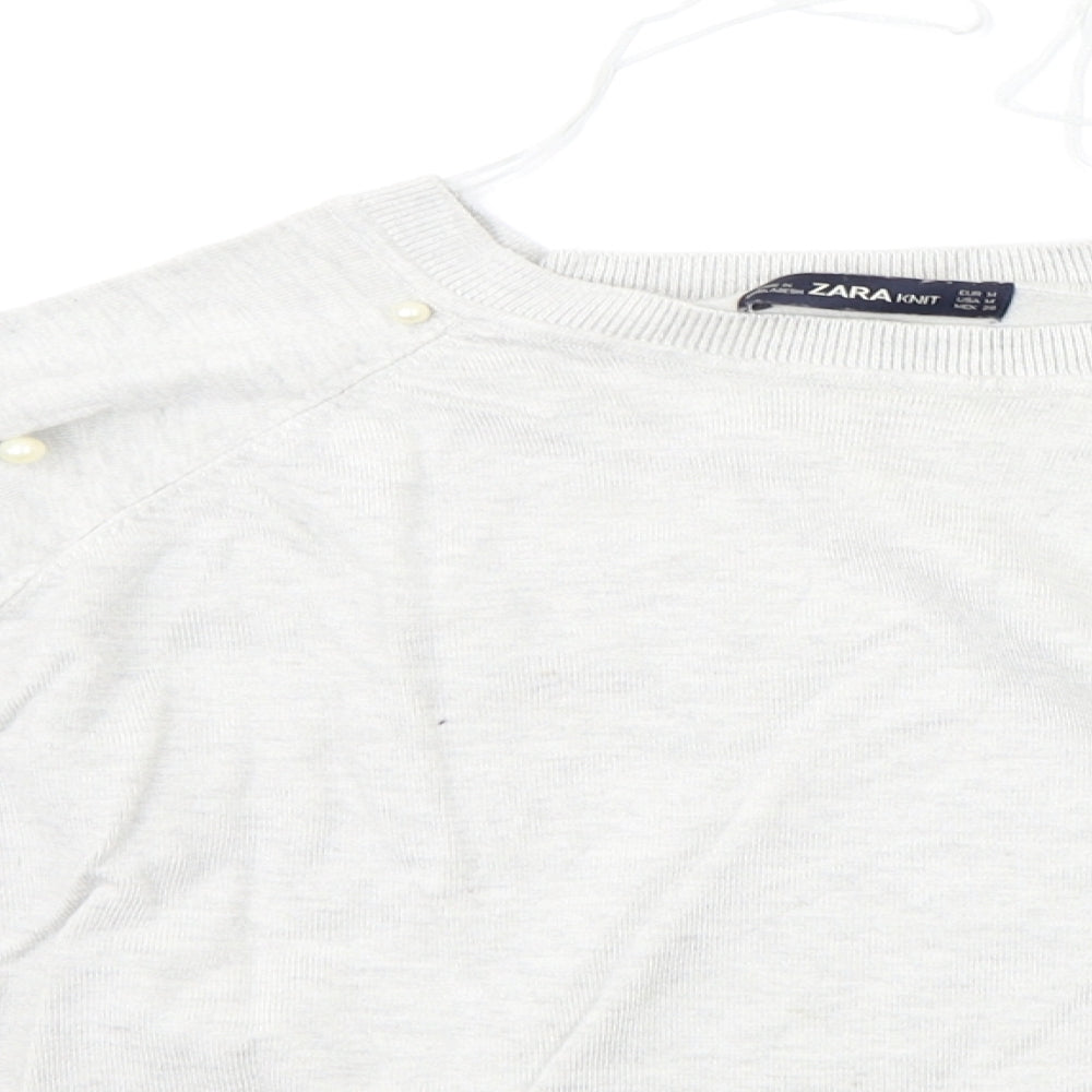 Zara Womens Grey   Pullover Jumper Size M  - perl detail