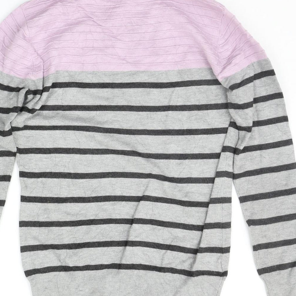 county casual Womens Grey Striped  Pullover Jumper Size S