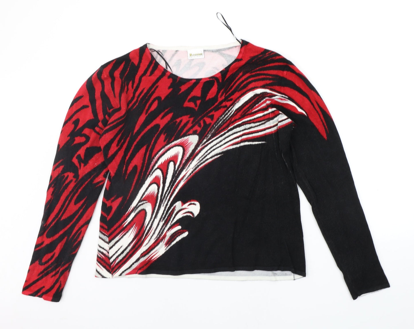 Roman Originals Womens Black Geometric  Pullover Jumper Size L